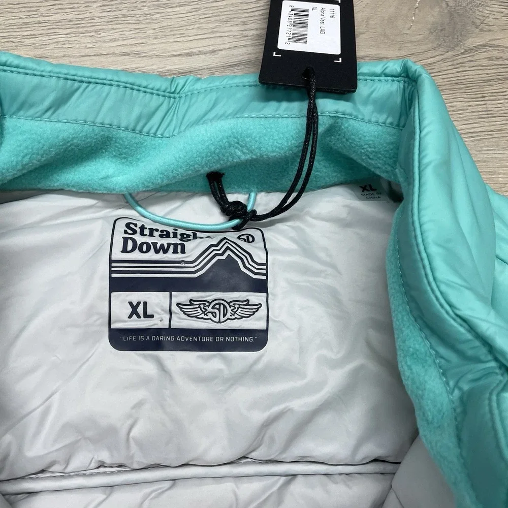NWI Straight Down Alpha Vest Blue Teal Men Sz XL MARK STAIN Golf Puffer